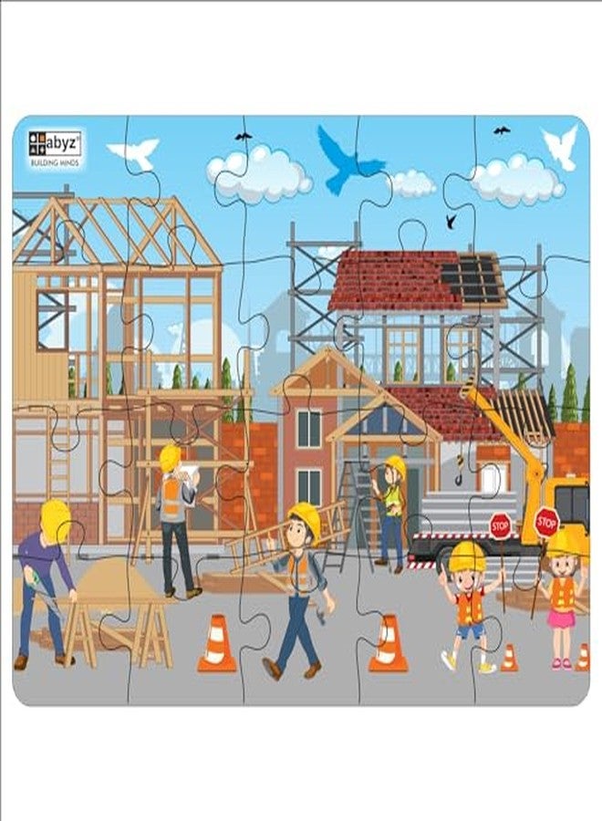 ABYZ Wooden Jigsaw Puzzle - Construction in Process Playset for Fun Educational & Little Explorers, 20-Pieces Puzzle Game with Multicolor | Birthday Gift for (3 Plus Years) Age Kids. - Image 2